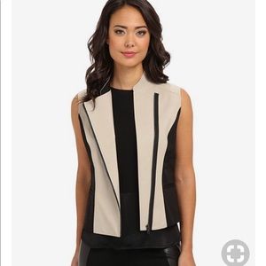 T Tahari Black and Tan sleeves vest